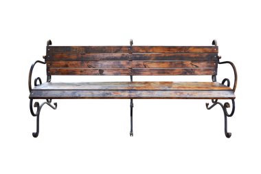 Park bankı beyaz bir arkaplan üzerinde izole