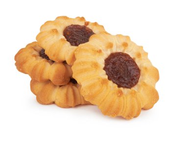 Beyaz arka plan üzerinde izole halka bisküvi jam