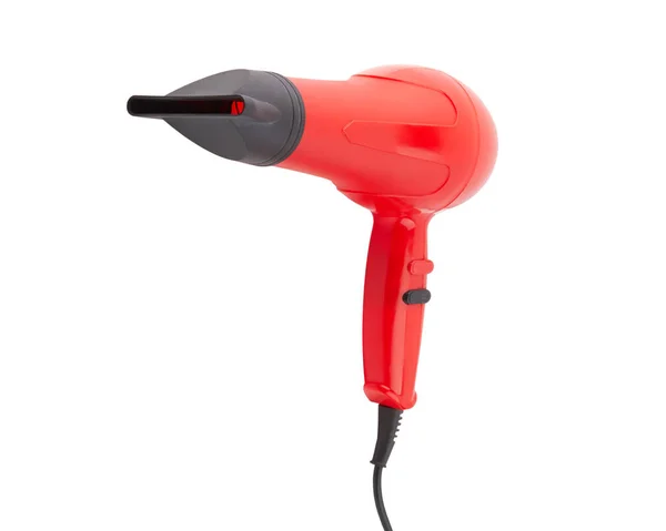 白色背景的红头发烘干机 — 图库照片