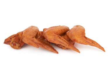 Tavuk kanadı Isolated beyaz arka plan üzerinde füme