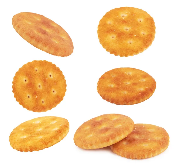 Salted Snack Cracker Isolated White Background — Stockfoto