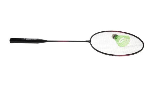 Badminton Racket Shuttle Geïsoleerd Witte Achtergrond — Stockfoto