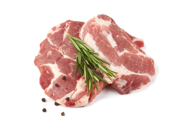 Raw Meat Rosemary White Background - Stock-foto