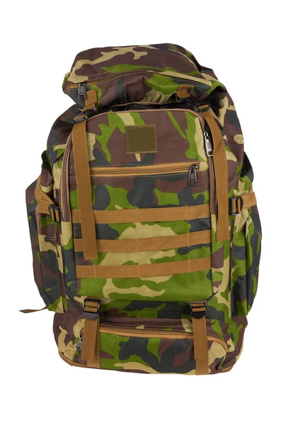 Camouflage Rucksack Für Den Wald Und Militärrucksack Isoliert Weiß — Stockfoto