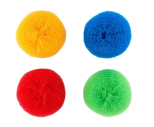 Разноцветные Губки Мытья Посуды Белом Фоне — стоковое фото