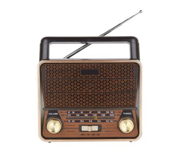 Radio retro portable receiver vintage object isolated white background