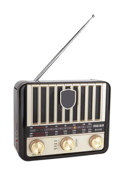 Radio Retro Portable Receiver Vintage Object Isolated White Background — 스톡 사진