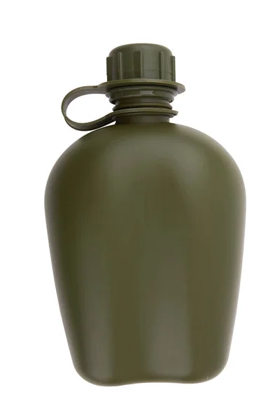 Military Flask Water Isolated White Background — Stock Photo, Image