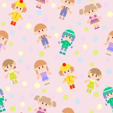 Background with girls and boy illustration