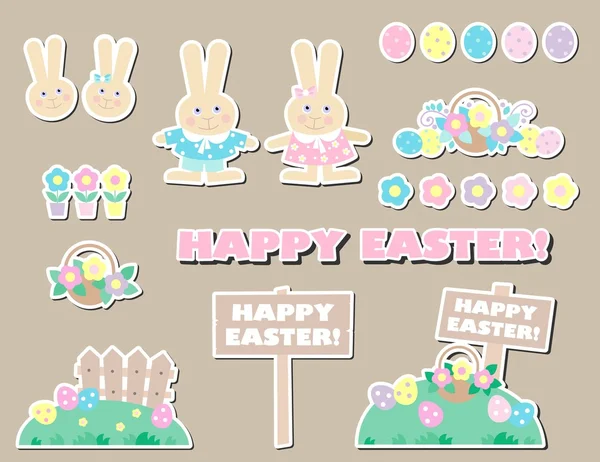 Set of happy easter decorative elements — Stock Photo, Image