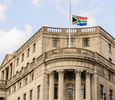 South African Flag Flying at Half-Mast clipart