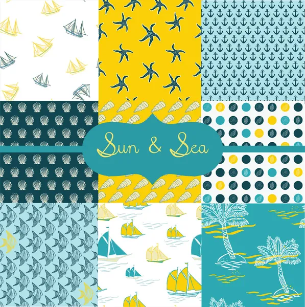Sun & Sea, Digital Scrapbook Paper Royalty Free Stock Illustrations