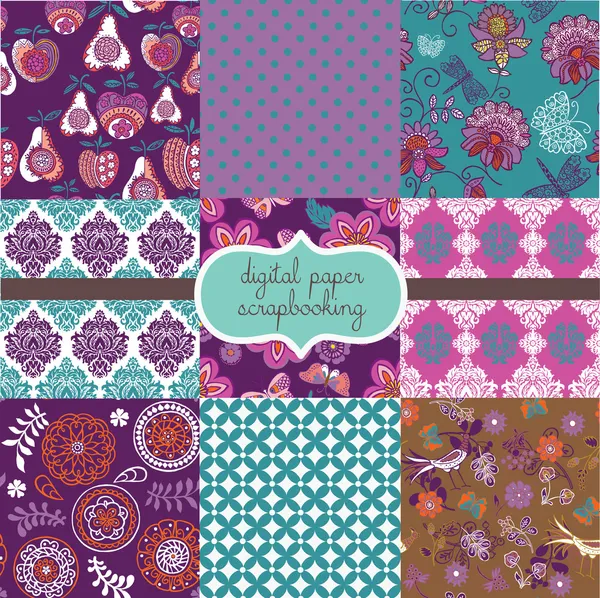 Floral pattern Digital Paper scrapbook Royalty Free Stock Illustrations