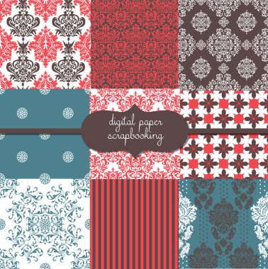 damasko digital scrapbook kağıdı paketi