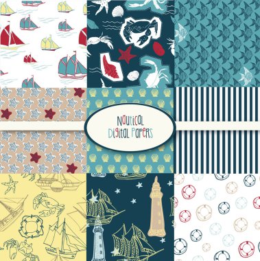 Denizcilik digital scrapbook kağıtları