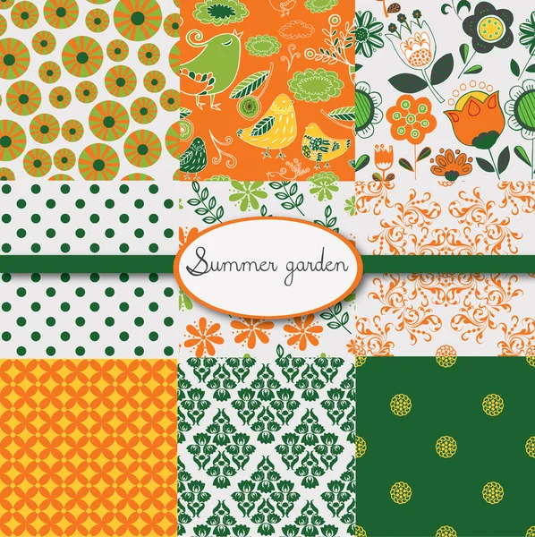 Conjunto de fondos de pantalla veraniegos florales — Vector de stock