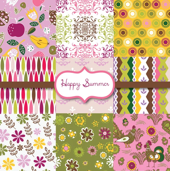 Set of floral summery wallpapers — Stock Vector