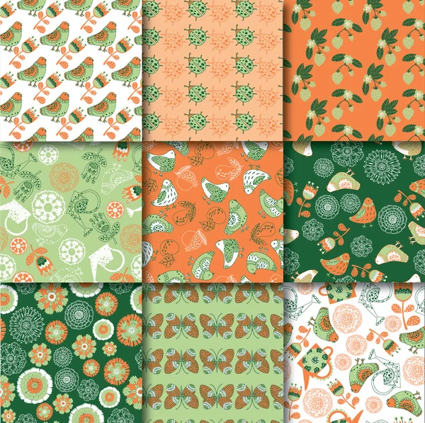 Set of floral wallpapers — Stock Vector