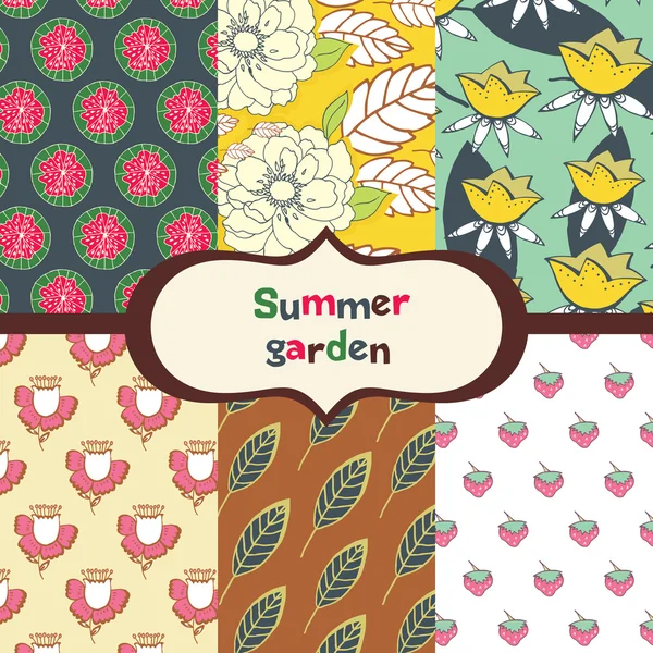Set of floral summery wallpapers — Stock Vector