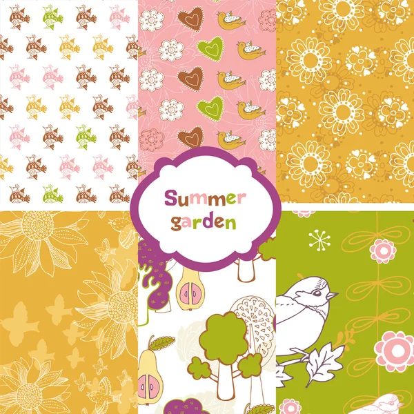 Set van floral zomerse wallpapers — Stockvector