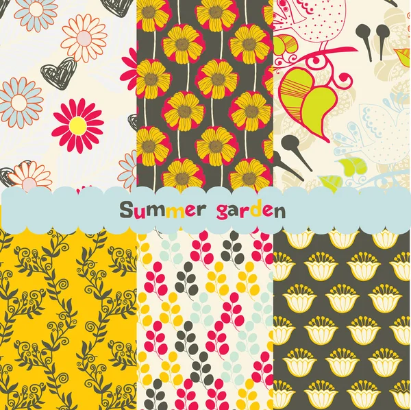 Ensemble de fonds d'écran floraux estivaux — Image vectorielle