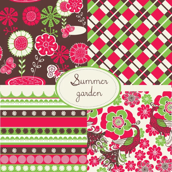 Set of floral summery wallpapers — Stock Vector