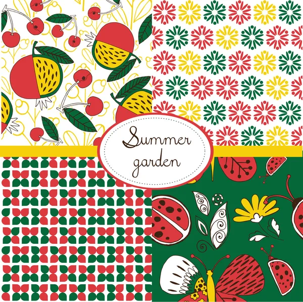夏の花の壁紙のセット — ストックベクタ