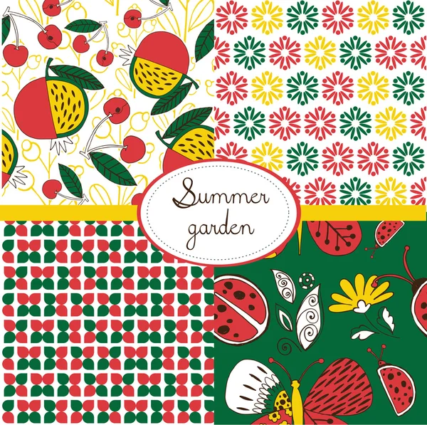 Set van floral zomerse wallpapers — Stockvector