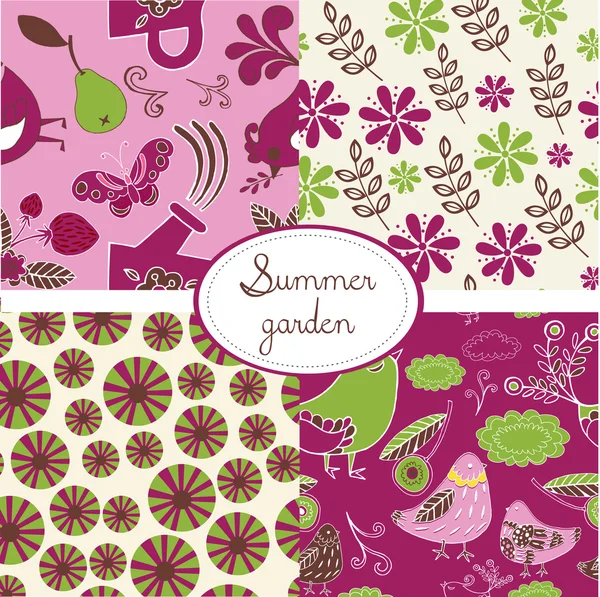 Set of floral summery wallpapers — Stock Vector