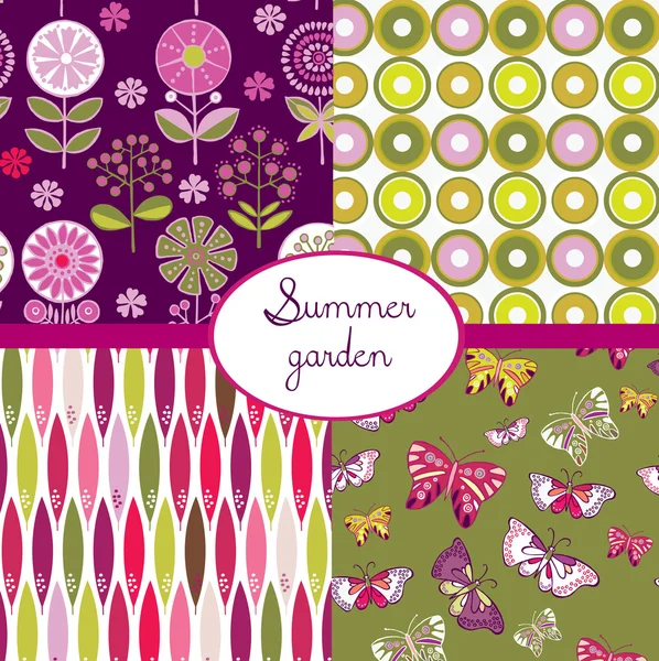 Set van floral zomerse wallpapers — Stockvector