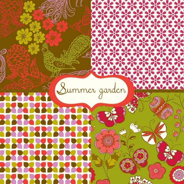 Set van floral zomerse wallpapers — Stockvector