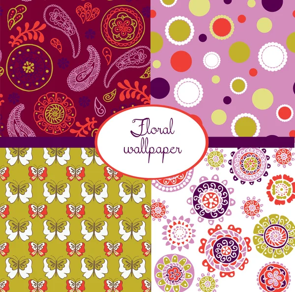 Set van floral wallpapers — Stockvector