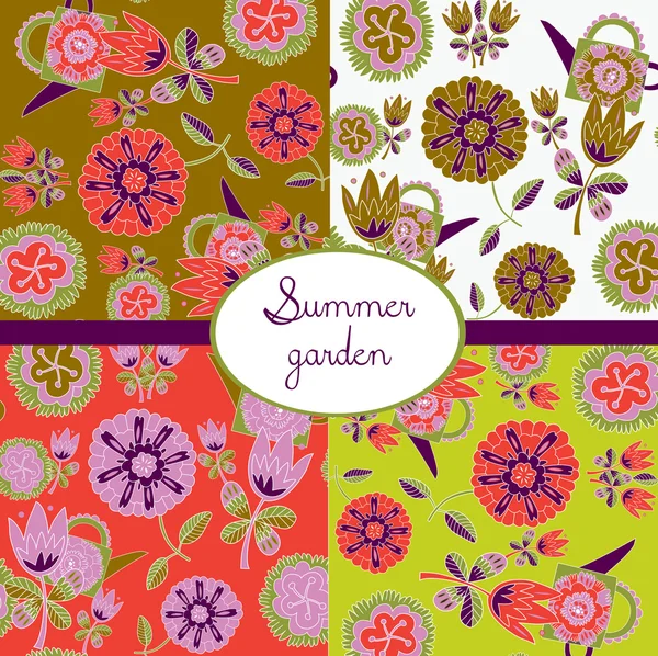 Set of floral summery wallpapers — Stock Vector