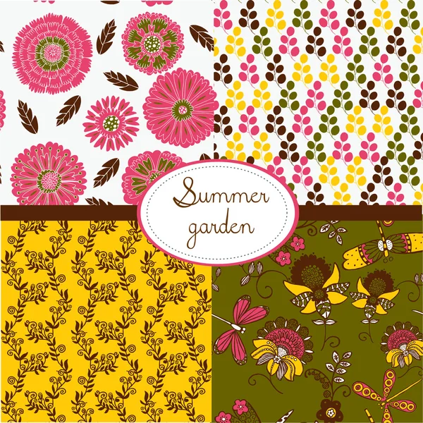 Set of floral summery wallpapers — Stock Vector