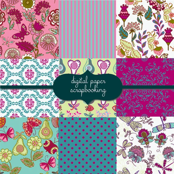 Floral pattern Digital Paper scrapbook Stock Illustration