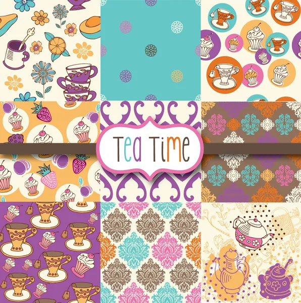 Tea Time Digital Scrapbook Paper Stock Illustration