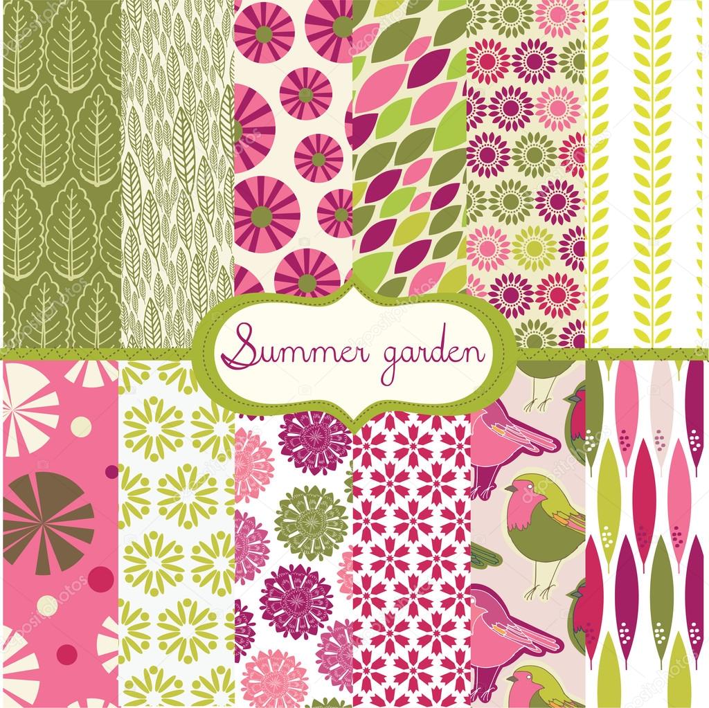 Set of floral summery wallpapers