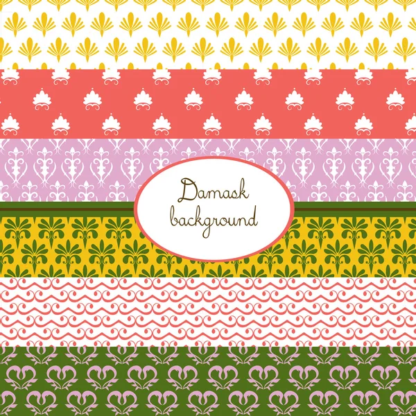 Set of colorful damask wallpapers — Stock Vector