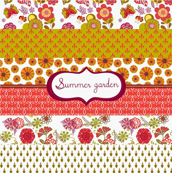 Set van floral zomerse wallpapers — Stockvector