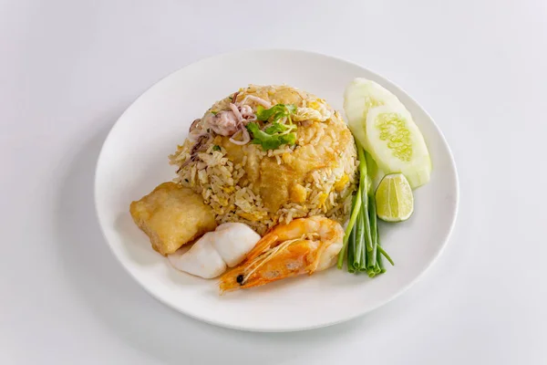 Nasi Goreng Seafood Makanan Jalanan — Stok Foto