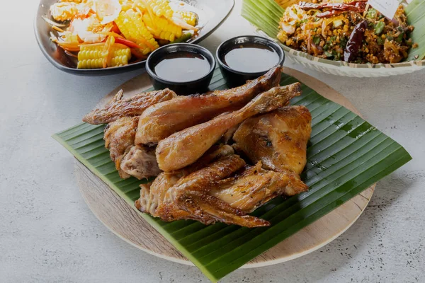 Grilled Chicken Thai Food Dining Table — Stock Photo, Image