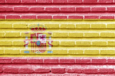 bir tuğla duvar İspanyol bayrağı