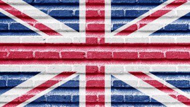 Birleşik Krallık (İngiltere) bayrağı bir tuğla duvar