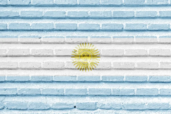 Bandeira da Argentina em uma antiga parede de tijolos — Fotografia de Stock