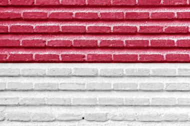 Endonezya bayrağı eski bir tuğla duvar