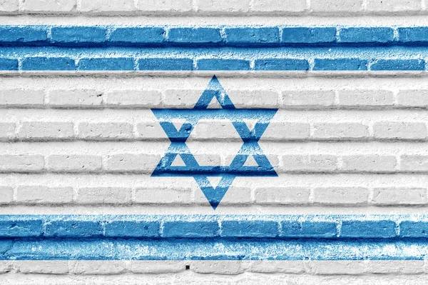 Bandera de Israel en un viejo muro de ladrillo — Foto de Stock