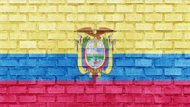 Ekvador bayrak bir tuğla duvar