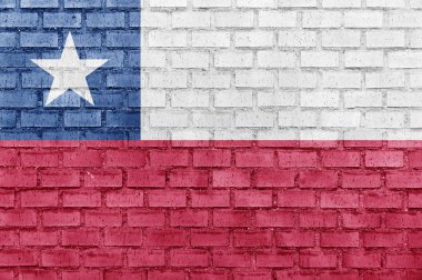 bir tuğla duvar Şili bayrağı
