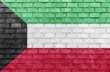 Kuveyt bayrağı bir tuğla duvar