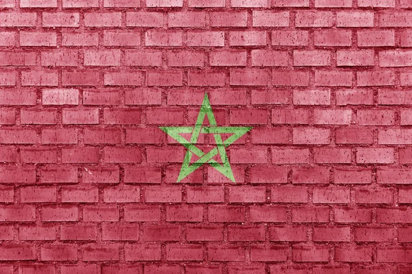 Σημαία του Μαρόκου σε έναν τοίχο από τούβλα — Φωτογραφία Αρχείου